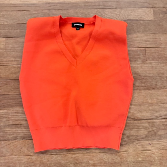 Express Sweaters - Express Orange Sleeveless V-Neck Sweater Size XS
 b64